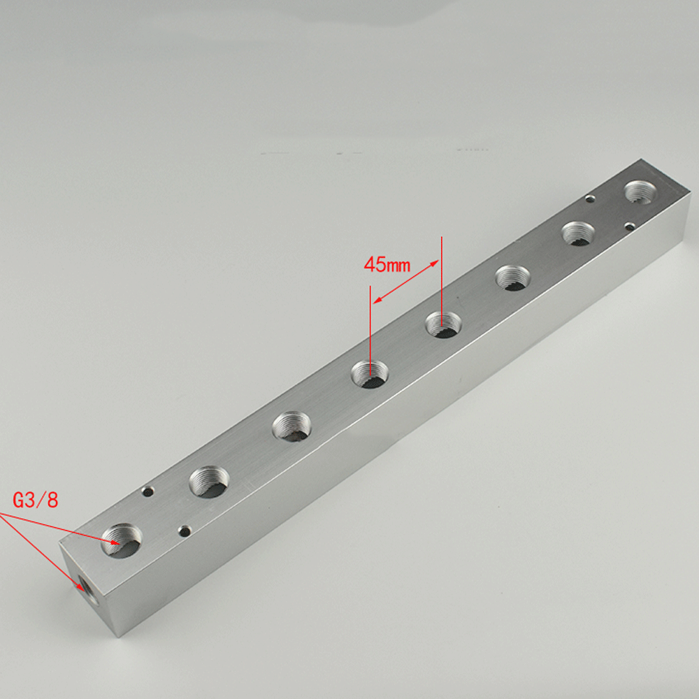 BSP-Bloque de colector de aire de aluminio sólido, compresor de aire neumático, divisor cuadrado de 3/8 pulgadas, 35x35mm, 2, 3, 4, 5, 6, 7, 8, 10, 12 vías: Transparente