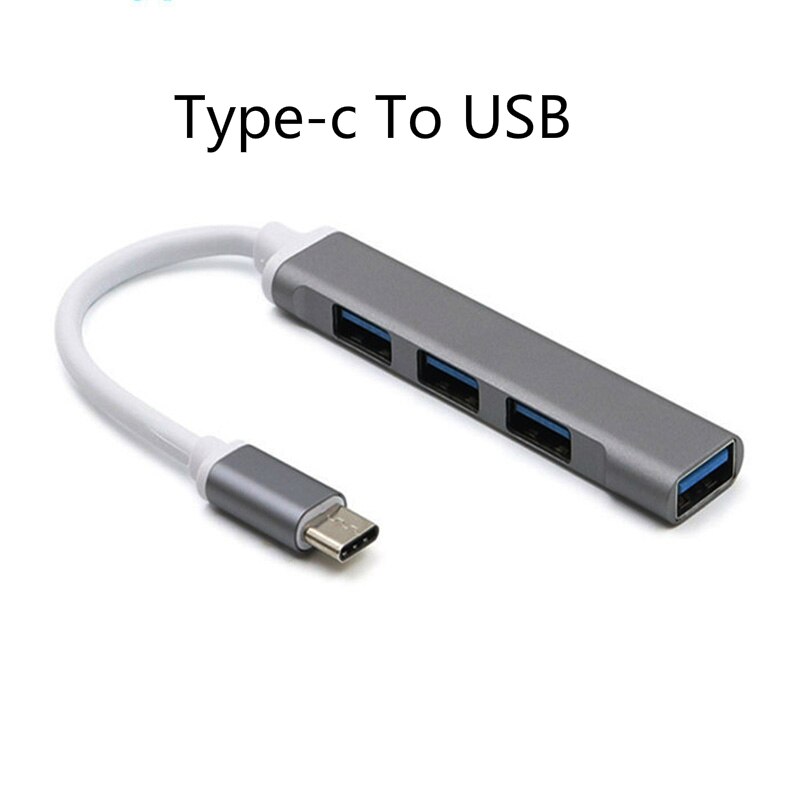 4 puertos USB 3,0 HUB Splitter Adaptador tipo c a USB Multi adaptador de Cable de expansión