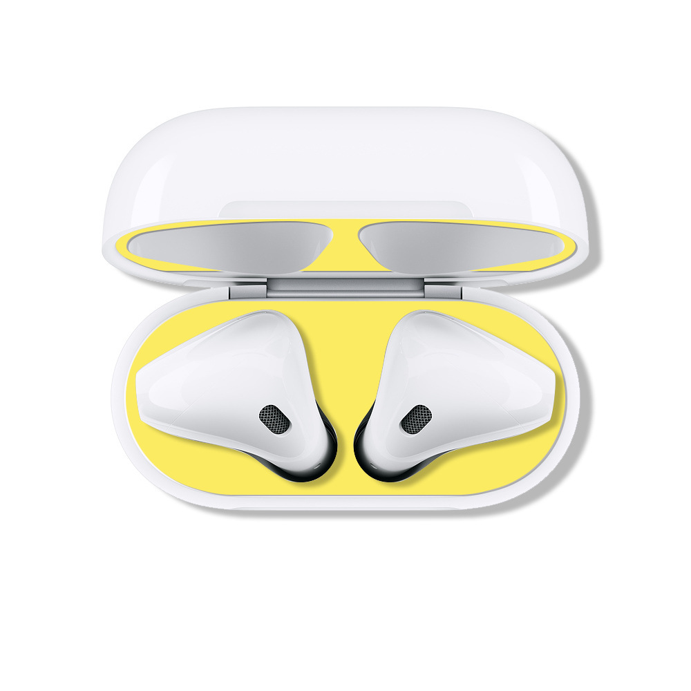 2x Ultra Thin Dust-proof Cover Film Protective Sticker Skin Dust Guard Stickers For Apple Airpods Earphones Charging Box: yellow