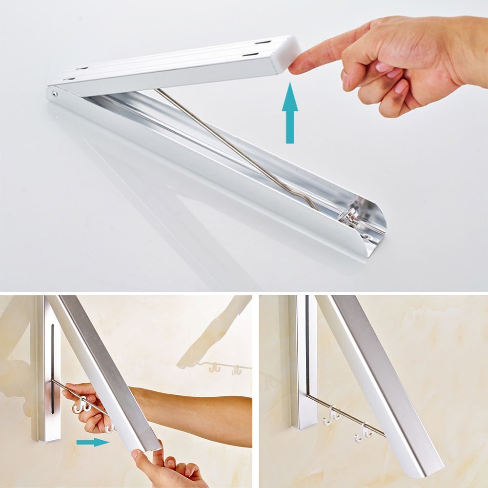 27Kg Wandmontage Kleding Airer Wassen Lijn Jas Shirt Droger Vouwen/Pull Out Muur Hanger Ruimtebesparend Kleding kast Opslag