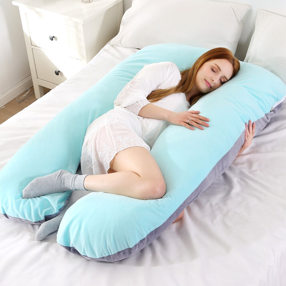 Taie d'oreiller polaire souple pour femmes enceintes, forme en U, lombaire, protection latérale multifonction, housse de coussin pour femmes enceintes