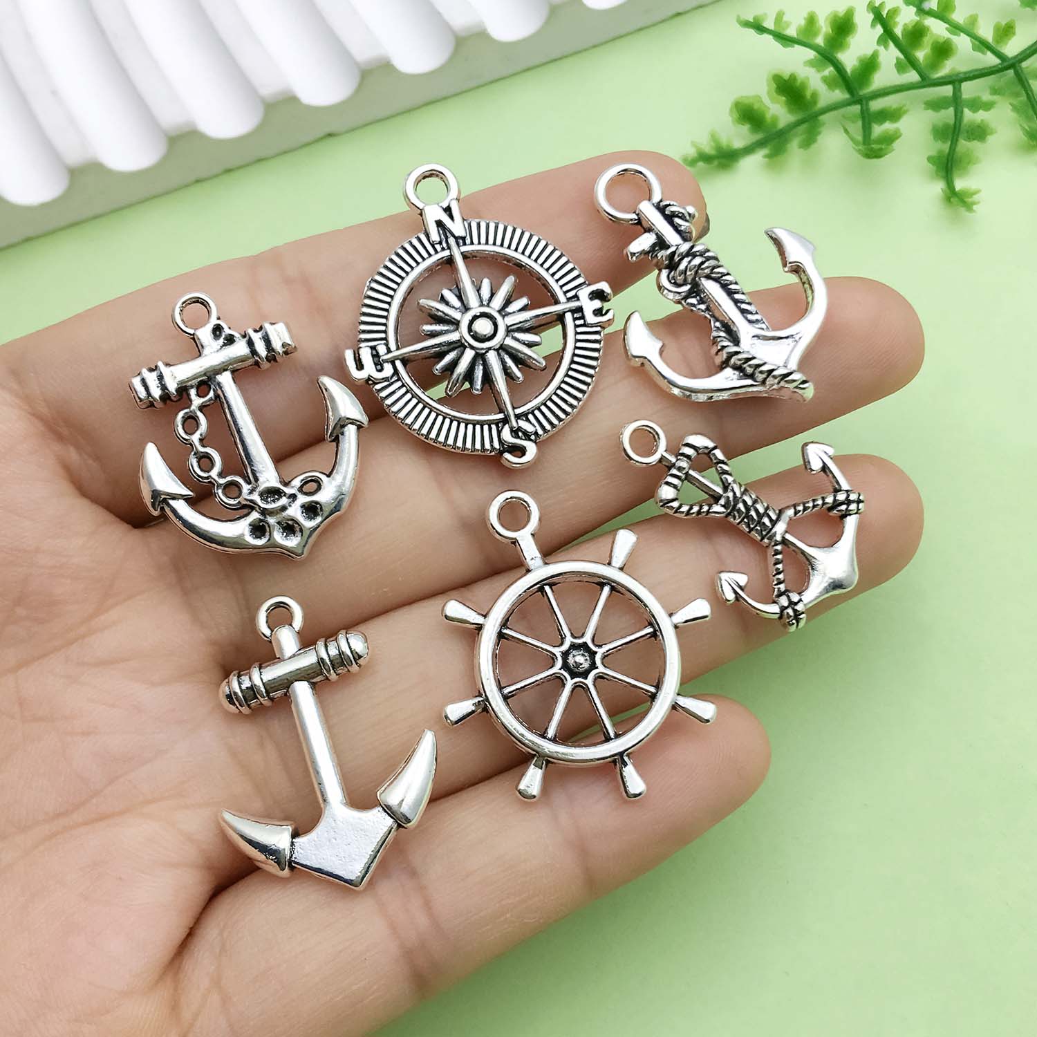 20 piezas colgantes de aleación de Metal con de ancla de barco Vintage plateado antiguo para pulsera DIY, collar, accesorios para hacer joyas