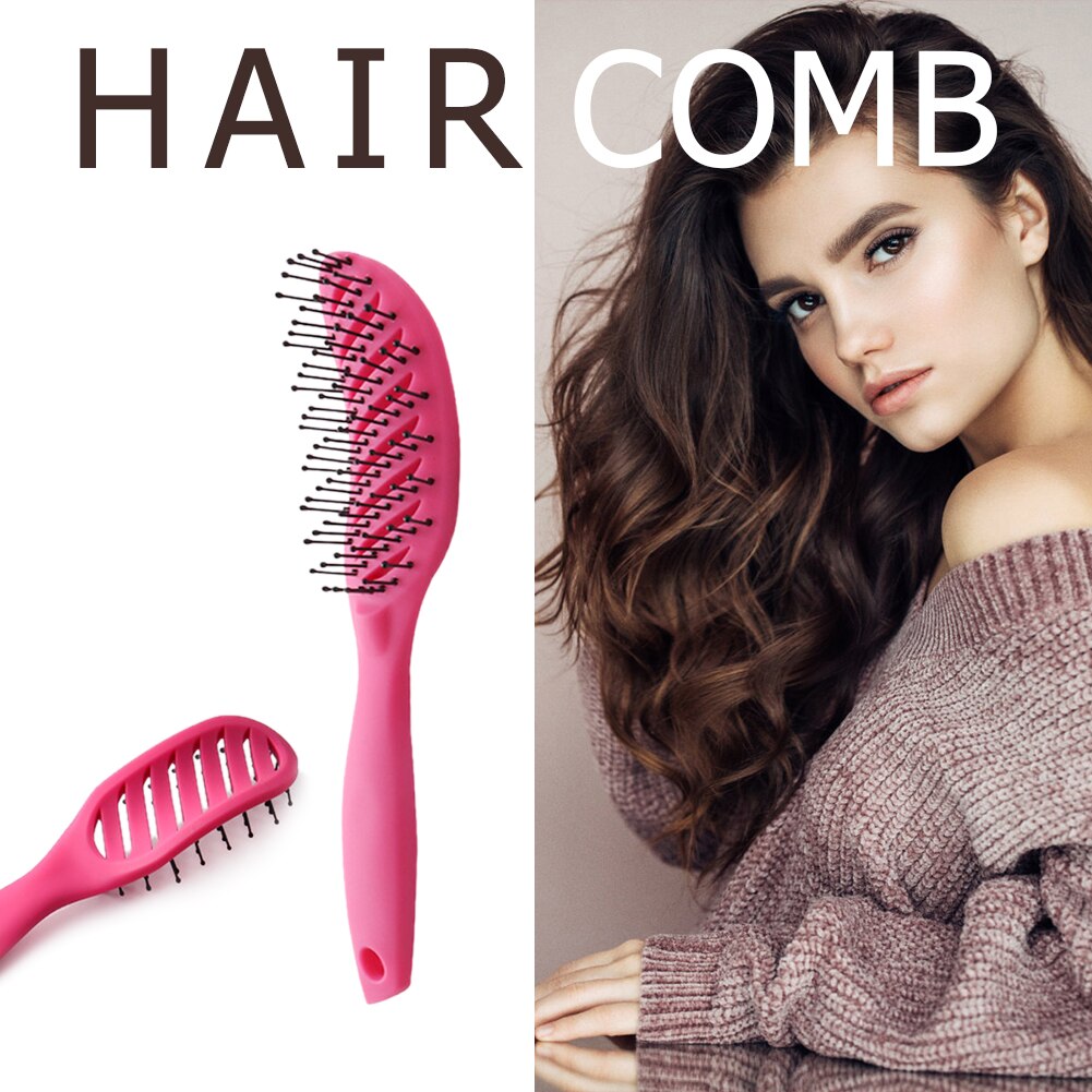 Gebogen Anti-Statische Haar Massage Kam Nat Droog Styling Borstel Voor Thuis Salon