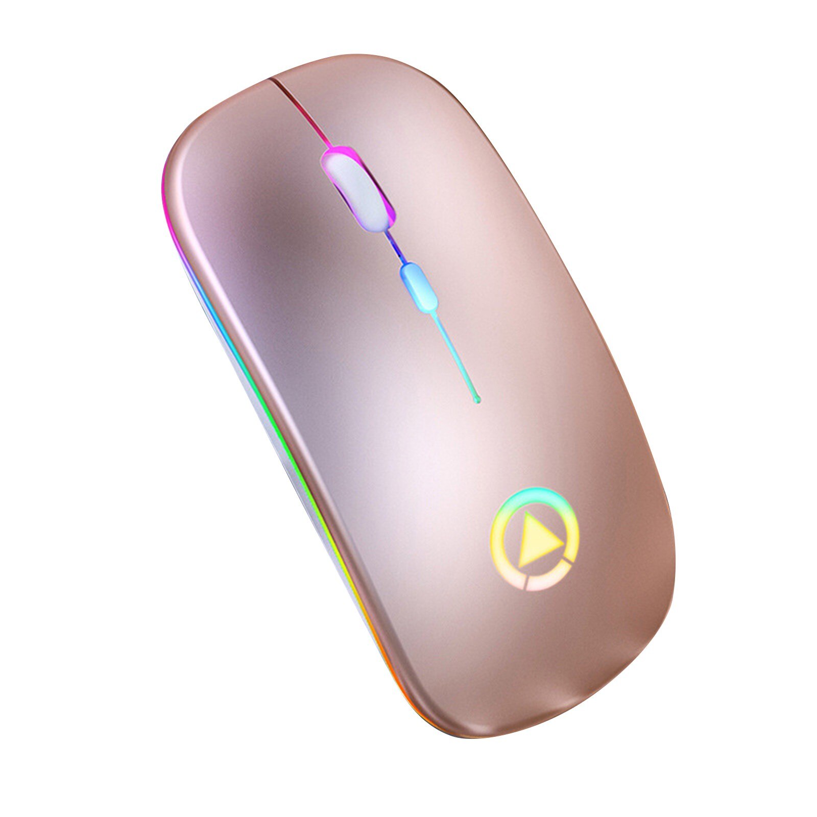 Mouse Mouse ottico Wireless da 2.4GHz Mouse da gioco RGB ricaricabile da 1600DPI USB per PC Mouse per Computer portatile Mouse a basso rumore: Rose Gold