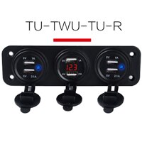 6 usb stik bil oplader adapter 2.1a & 2.1a led voltmeter stikkontakt til marine bil båd trailer autocamper motorcykel vandtæt: Rød