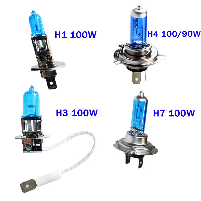 Hippcron bulbo blanco de cristal de cuarzo oscuro halógena azul lámpara faro coche H1 H3 H4 H7 H8 H9 H11 9005 HB3 9006 HB4 100W 5000K