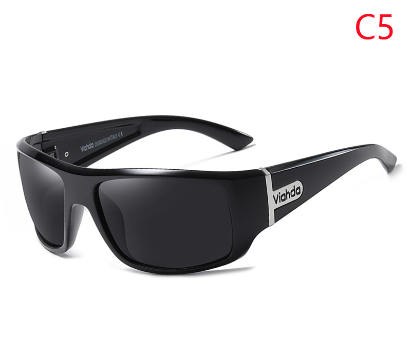 Viahda mænd klassiske polariserede solbriller mandlige sportsfisker nuancer briller  uv400 beskyttelse: C5