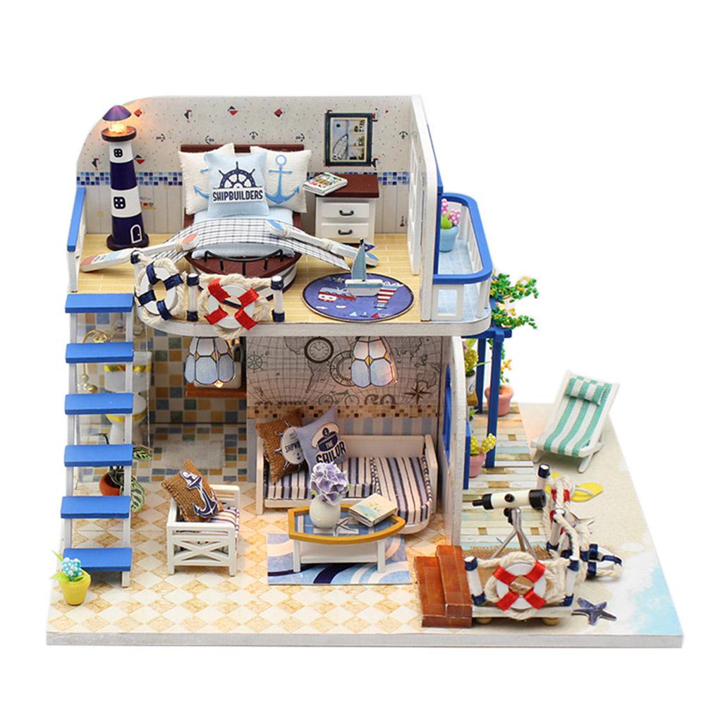 Puppe Haus DIY Miniatur Puppenhaus Modell Holz Spielzeug Möbel Puppen Häuser Spielzeug Für Childred Geburtstag Casa De Boneca