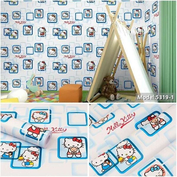 45 CM X 1000 CM HelloKitty Waterdichte PVC zelfklevende behang muurstickers woonkamer TV muur slaapkamer kids creatieve: Grijs