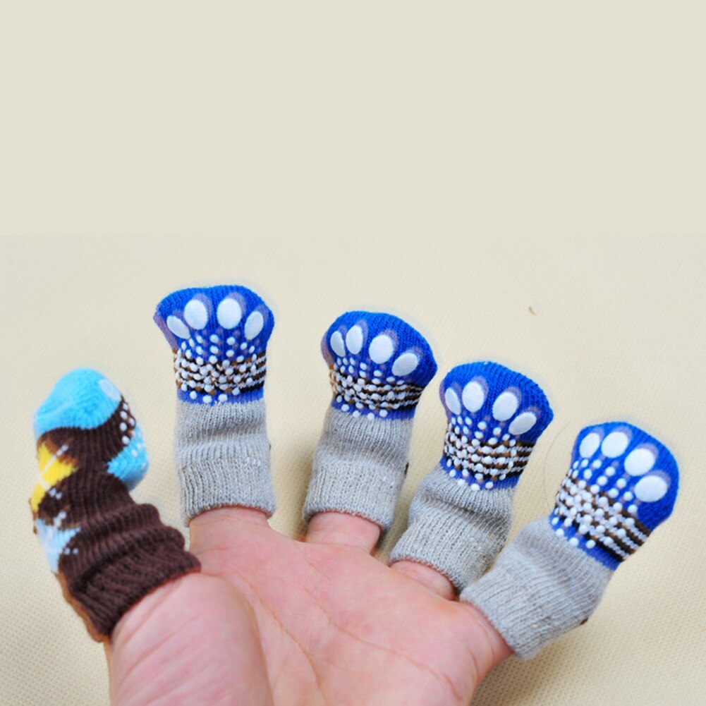 2 Pair Anti-Slip Knit Small Dog Socks Cute Cartton Letter Printed Puppy Dog Cat Socks Cotton Warm Pet Dog Socks