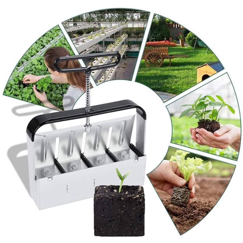 Min Soil Block Maker Cells Soil Maker Hand Held Seed Starting Plugs Seeds Starter Pallet Seedling Soil Block Maker Tools M4YD