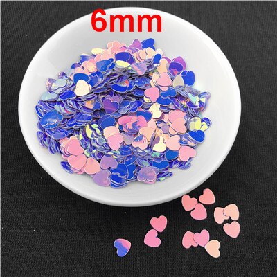 10 G/pak Paarse Kleur Glitter Nail Pailletten Pailetten Multi Maat 3Mm 4Mm 6Mm Hart Vorm Losse Sequin voor Nail Art, meisje: 6mm Heart 10g