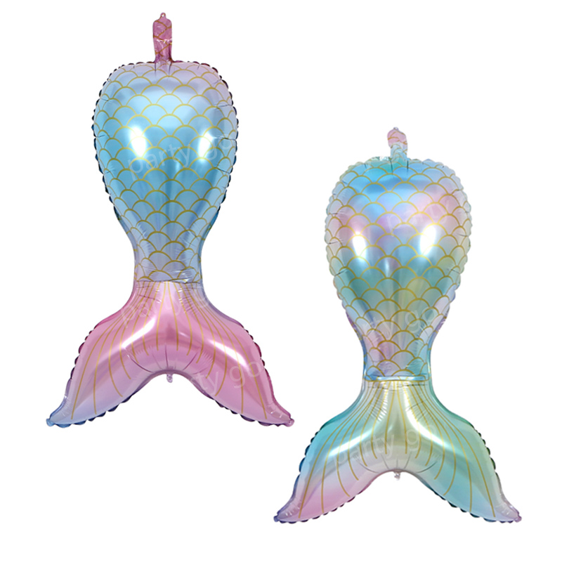 Ballons en queue de sirène gonflable en aluminium, 85cm, 2 pièces, décorations de fête d'anniversaire, fourniture pour enfants, petite sirène, 85cm, 2 pièces