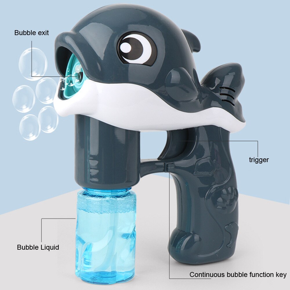 Automatische Delfin Bubblemachine Karikatur Spielzeug draussen Mit Lichter Und Musik freundlicher Seife Wasser blasiert draussen Spielzeug Hochzeit Liefert