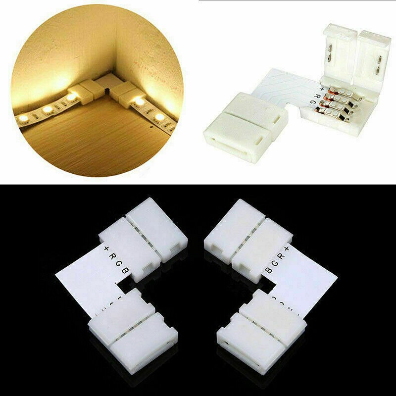 10 Stuks L Vorm Led Verlichting Adapter 5050/3528 Rgbw Led Strip Licht Hoek Connector 10Mm Solderless Connector Clip Verlichting tool