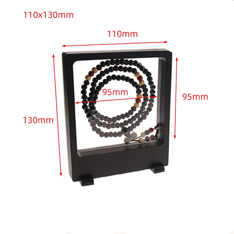 3d flutuante jóias expositor anel pingente titular proteger jóias pedra apresentação caso caixa com corrente titular para dentro: 110x130 Black