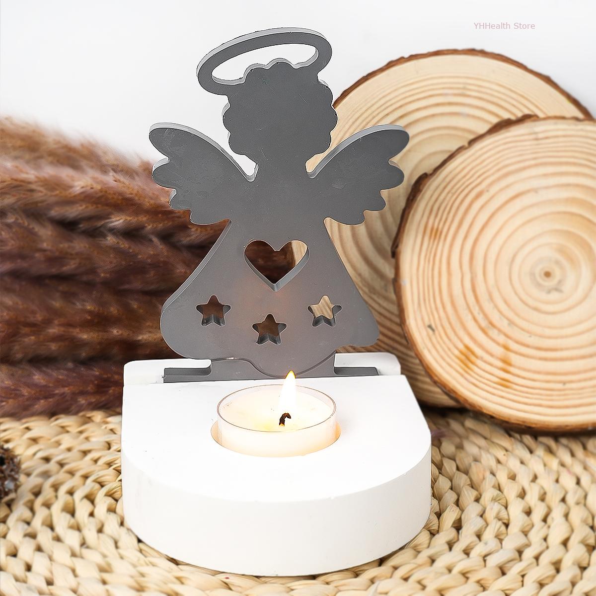 Engel Kandelaar Siliconen Mal Diy Handgemaakte Holle Ster Engel Kandelaar Ornamenten Mallen 3d Halo Engel Ambacht Feestelijk Decor