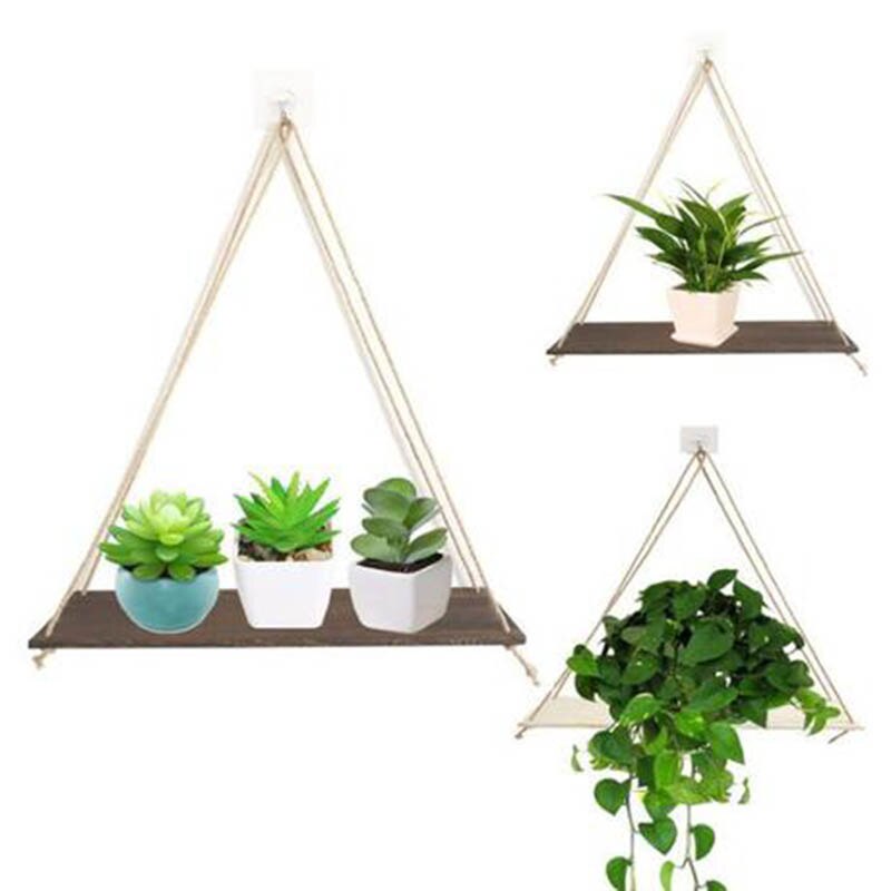 Columpio de madera de primera para colgar, estante flotante montado en la pared, maceta para plantas, decoración interior y exterior, Simple, 1 unidad