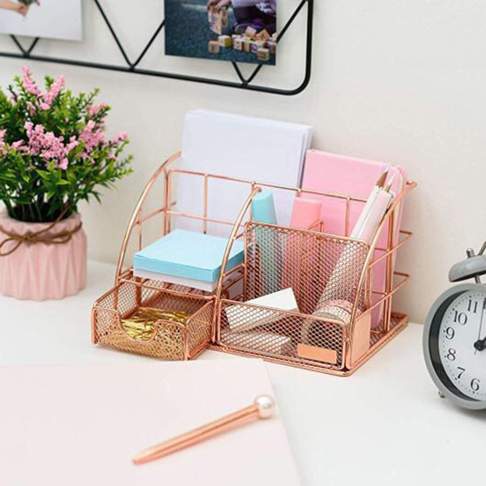 rose-gold-desktop-organizer-for-women-mesh-desk-ac-vicedeal