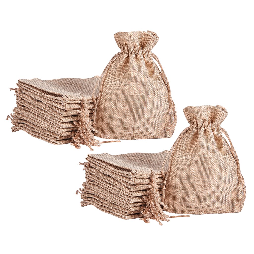 20Pcs Drawstring Bags, Reusable Natural Linen Bags Bulk Bag Jewelry Pouch for Party Wedding Home Storage