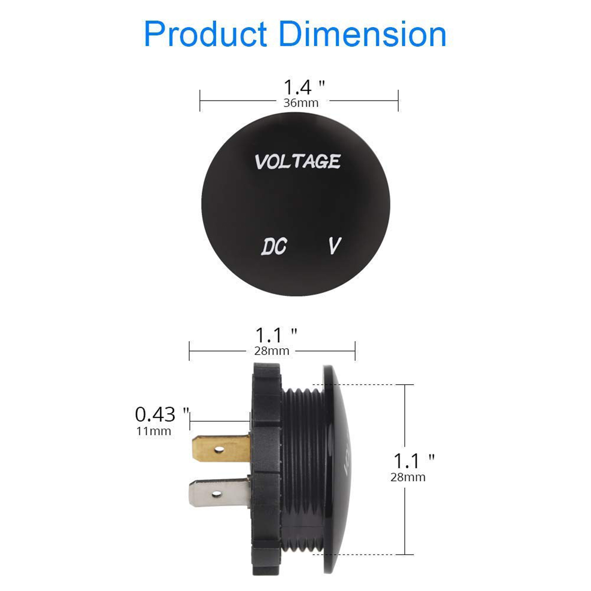 Voltímetro Digital LED de 12 V-24 V 3 dígitos voltímetro de CC voltímetro para moto coche barco ATV UTV remolque, etc.