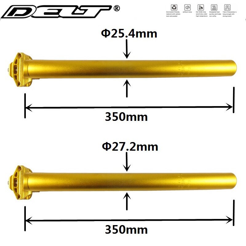 1 stk gull fast utstyr mtb bmx terrengsykkel sykkel setepinne 25.4/27.2 x 350mm aluminium sykkel sykkel deler tilbehør