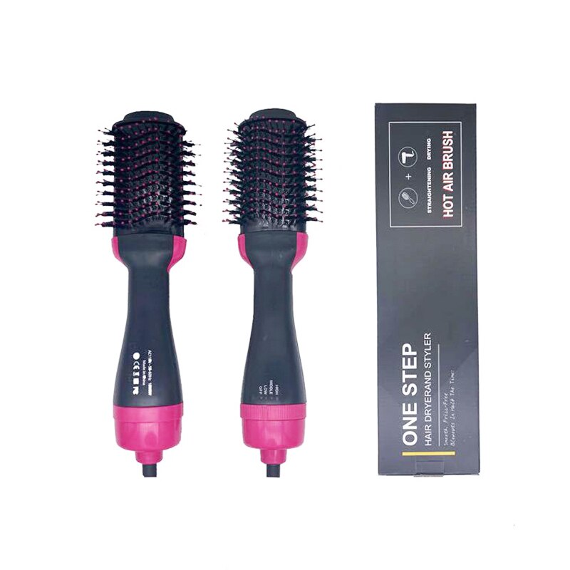 One Step Hair Dryer & Volumizer Salon Air Paddle Styling Brush Negative Ion Generator Hair Straightener Curler