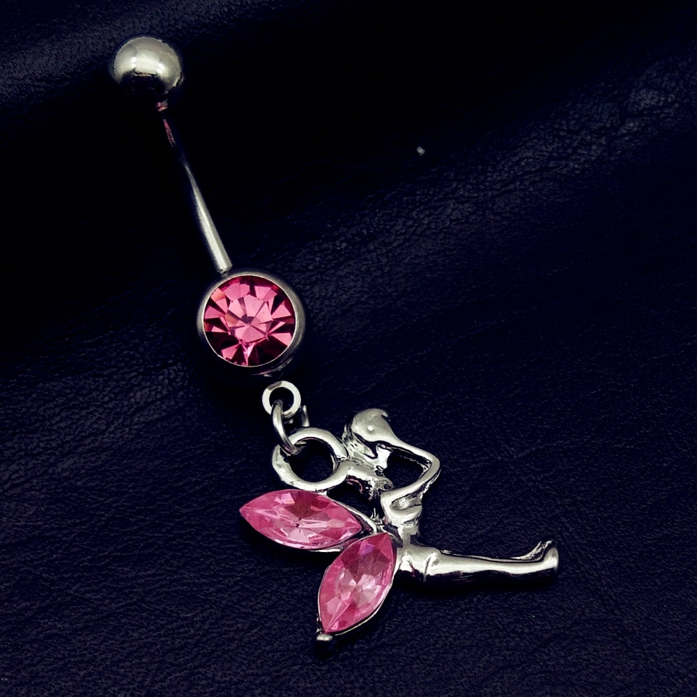 5 uds mezcla de estilo Rosa Ángel atrapasueños Cruz Rosa flor cuelga ombligo barra botón anillos cuerpo piercing joyería