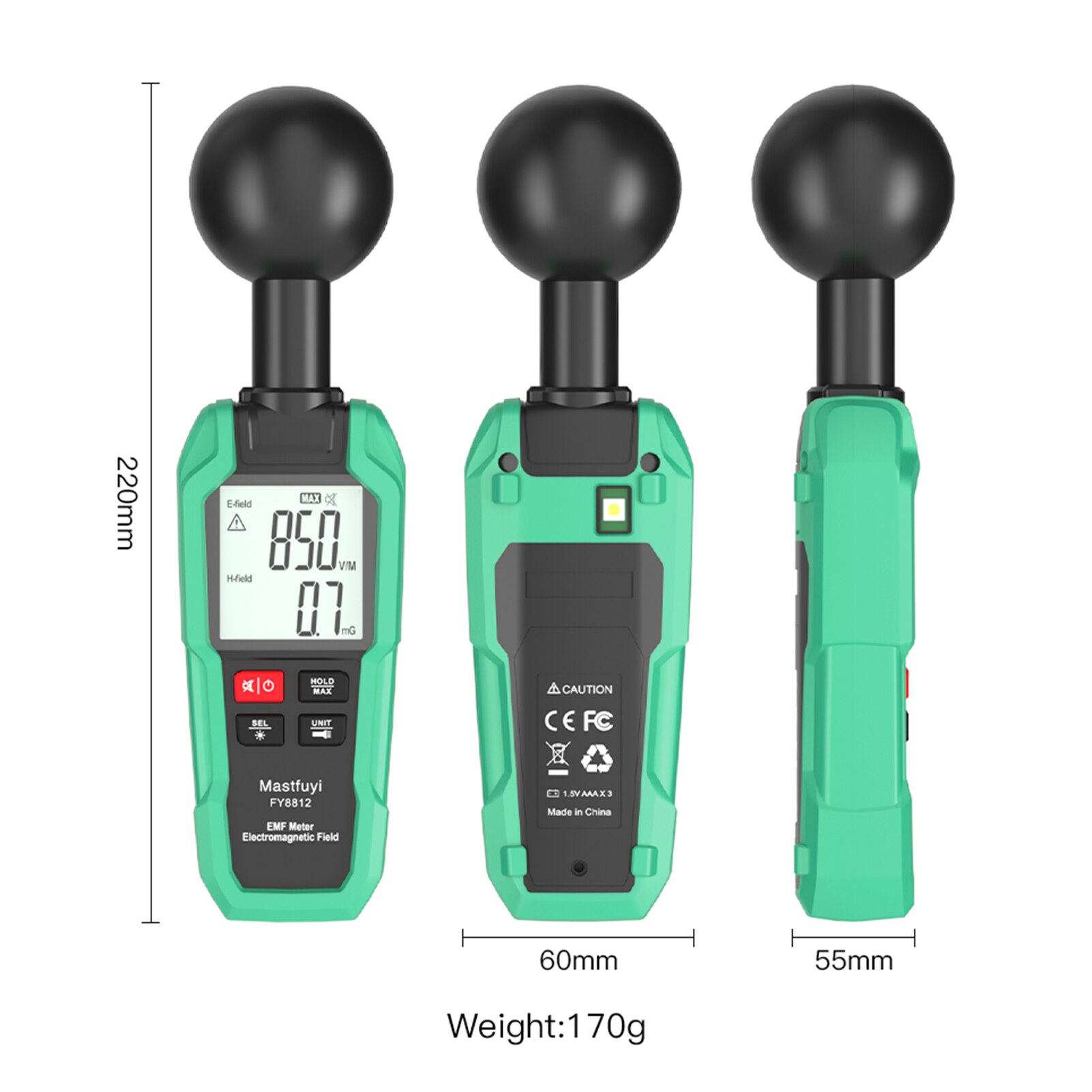 Mastfuyi EMF Meter FY8812 Electromagnetic Field Tester Electromagnetic Radiation Gauge Electromagnetic Wave Radiation Detector