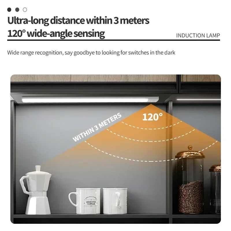 Czujnik ruchu LED pod oświetleniem szafki szafka sypialnia szafa szafa oświetlenie wewnętrzne oświetlenie lampka nocna 10/20/30/40/50/60cm