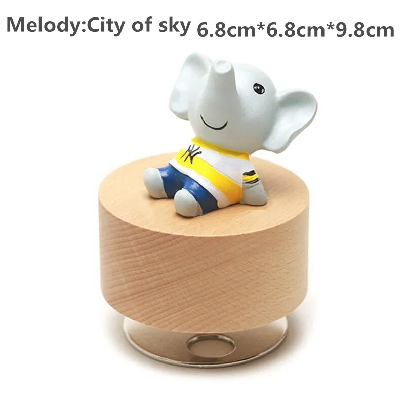 Home decoration retro piano metal music box birthday rotating music box hexagonal wedding decoration: elephant
