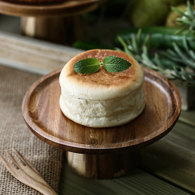 Hout Cake Dessert Stand Ronde Cupcake Houder Bruiloft Verjaardag Party Voetstuk Display Plaat Rubber Hout Dienblad