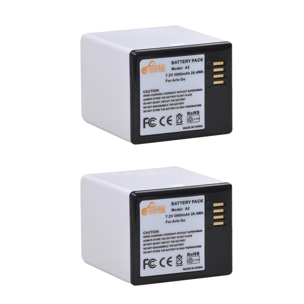 3660mAh A2 Battery + LED Dual Fast Charger for Arlo Go: 2 battery