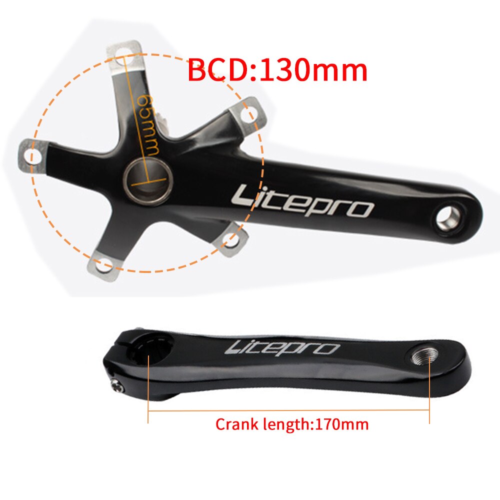 Juego de bielas para bicicleta de carretera, piezas de soporte inferior BB, hueco, brazo de manivela Integral plegable, 130BCD, 130 BCD, 170 de longitud