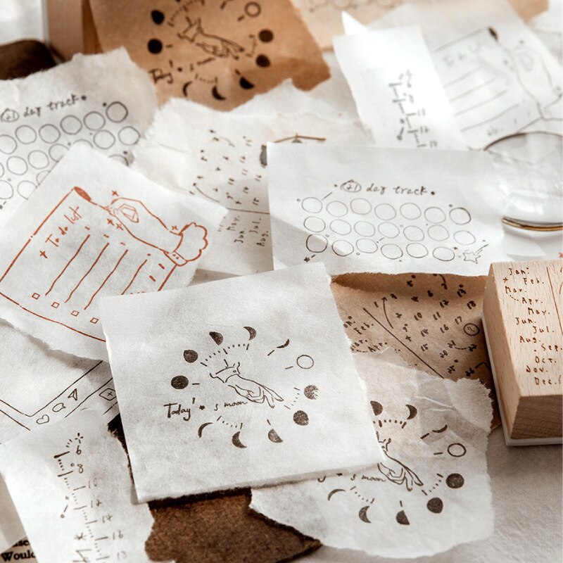 1pc Basis Wooden Stamp Timeline Stationery DIY Scrapbooking Standard Stamp Craft Supplies Calendar Journal Stamps