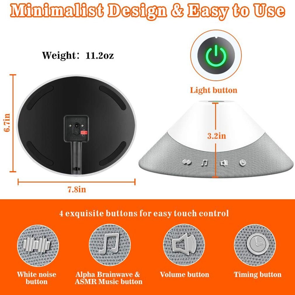 White Noise Machine Sleep Therapy Baby Night Light With Timer & Memory Feature Sound Machine For Baby & Adults Home Office