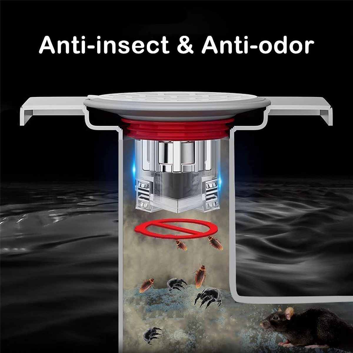 Backventil för golvavlopp i dusch - envägsventil, luktskydd för avlopp (installationskaliber : 32-75mm/ 1.26-2.95 in))