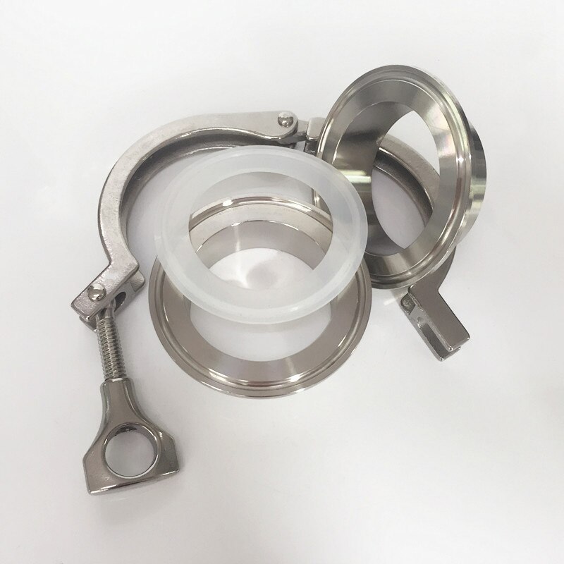 Union 38mm Pipe O/D Sanitary 1.5" Tri Clamp Weld Ferrule + Tri Clamp + Silicon Gasket 304 Stainless Steel For Homebrew