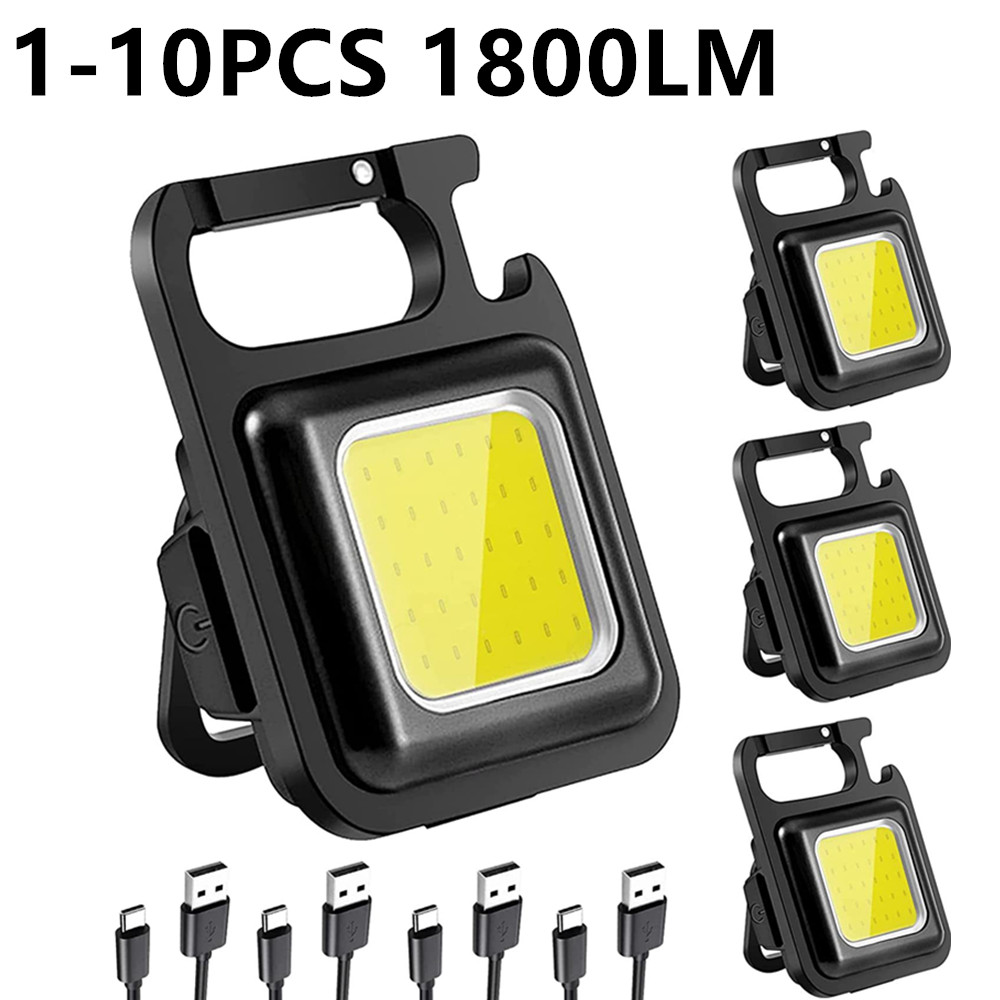 1-10PCS Mini LED 1000LM Zaklamp Sleutelhanger Multifunctionele Draagbare COB Camping Lampen USB Opladen Werklampen Vissen Lanterna