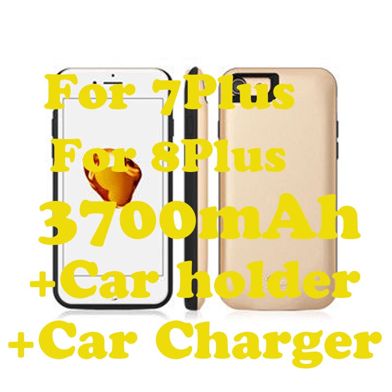 Portable Power Bank Pack Backup External Battery Charger Charging Magnet Protective Case Cover For iPhone 7 8 Plus: 7P 8P 3700mAh Gold