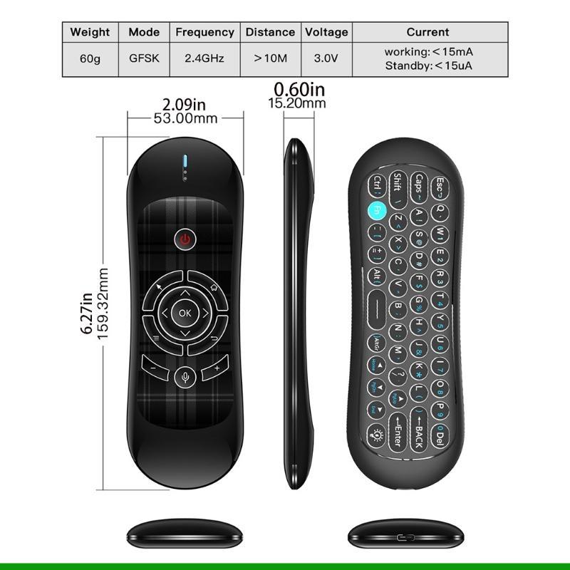 U55C Practical Air Mouse Wireless Keyboard 2.4G Backlit Remote for Android Notebook