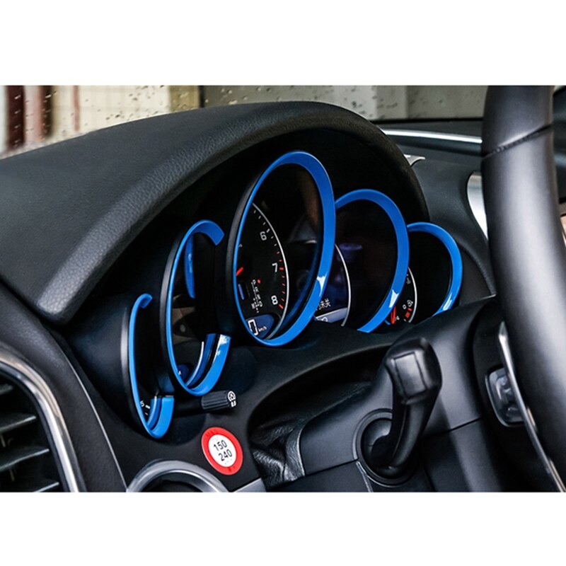 Acessórios interiores do carro painel do carro medidor anel cobre guarnição para-porsche cayenne 958 2011-2018: Blue