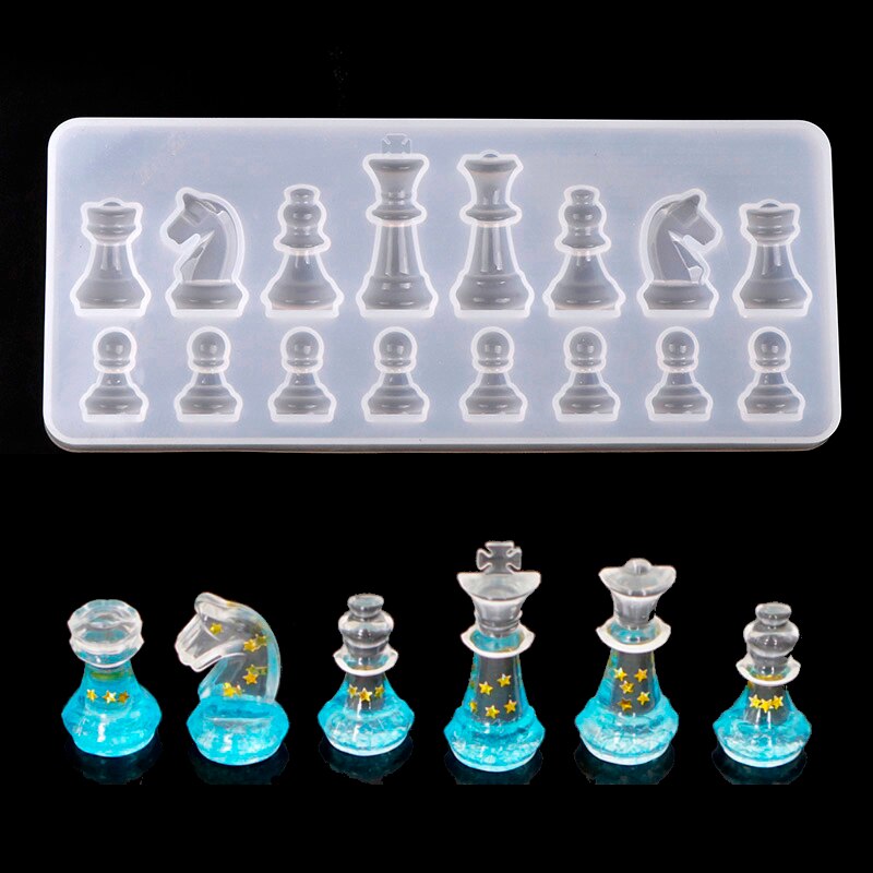 Molde de silicona con forma de ajedrez Internacional, molde DIY de arcilla, molde de resina Epoxy para decoración de colgantes, molde de caramelo bombón pastel 1 pieza