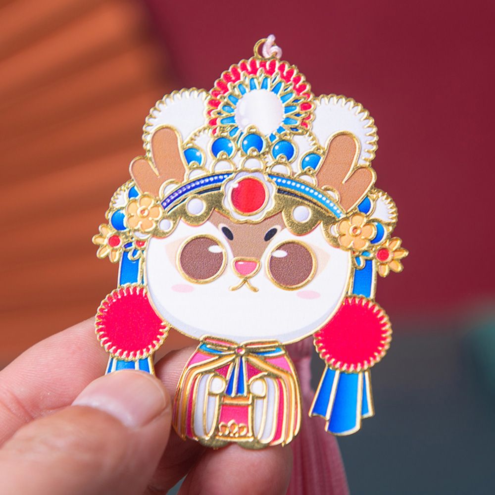 Chinese Style Peking Opera Retro Metal Bookmark Animal Pendant Hollow Bookmark Book Tassel Pagination Mark Stationery