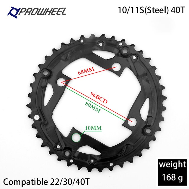 PROWHEEL Road Chainring 64/96/104BCD Mountain Bike Chainwheel 22/24/30/32/40/ 42/ 44T Sprocket Aluminum Alloy Steel Tooth Plate: 96BCD 40T Steel