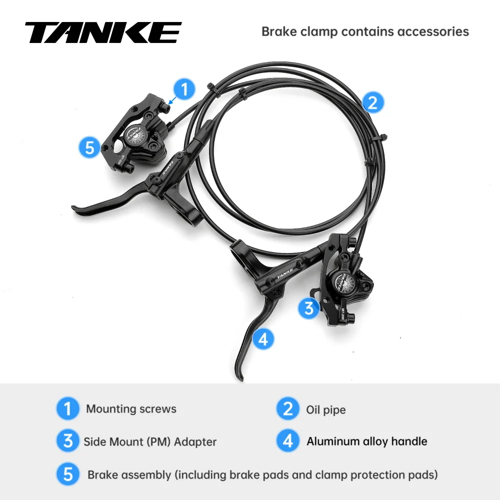 TANKE MT200 bicicleta freno de disco hidráulico MTB freno BL BR 800/1600mm freno de bicicleta 2 pistones 3 dedos palanca de acero piezas de bicicleta actualización