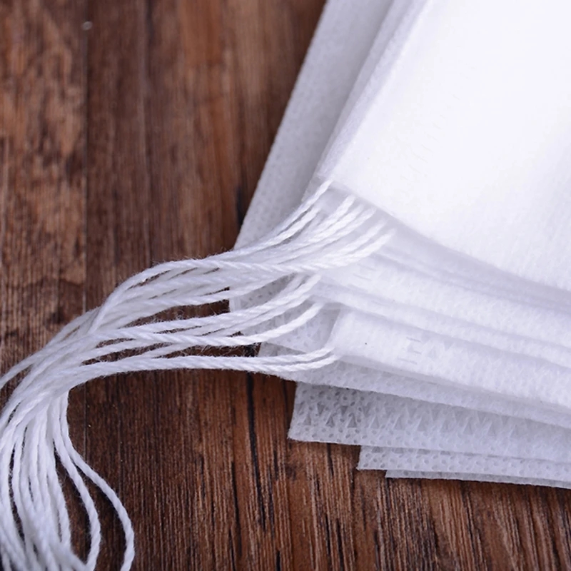 Saquinhos de chá descartáveis, sacos de filtro de chá de tecido não tecido para café, especiarias, saquinhos de chá vazios com cordas, saco de filtro de nylon