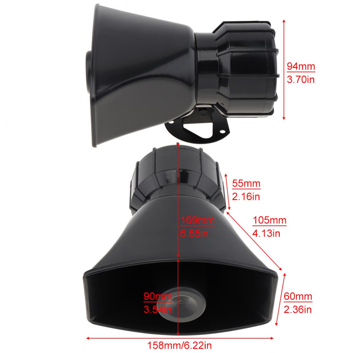 12V 120-150dB Car Siren Horn Sound 5 Tone Alarm Electric Horn Speaker System Megaphone Loud Speaker Fit for Car Train Boat Ship