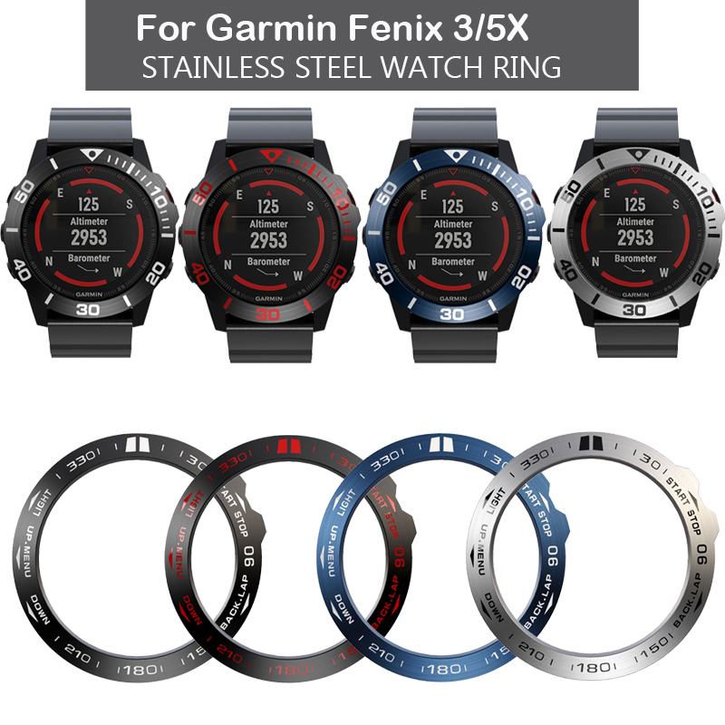 Caja de marco de estilo de anillo de bisel para reloj inteligente Garmin Fenix 5x 5xPlus 3 3HR cubierta de acero inoxidable anillos de protección antiarañazos