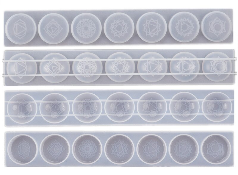 Silicone sete chakras semicírculo hemisfério redondo resina uv molde diy artesanato pingente jóias acessórios